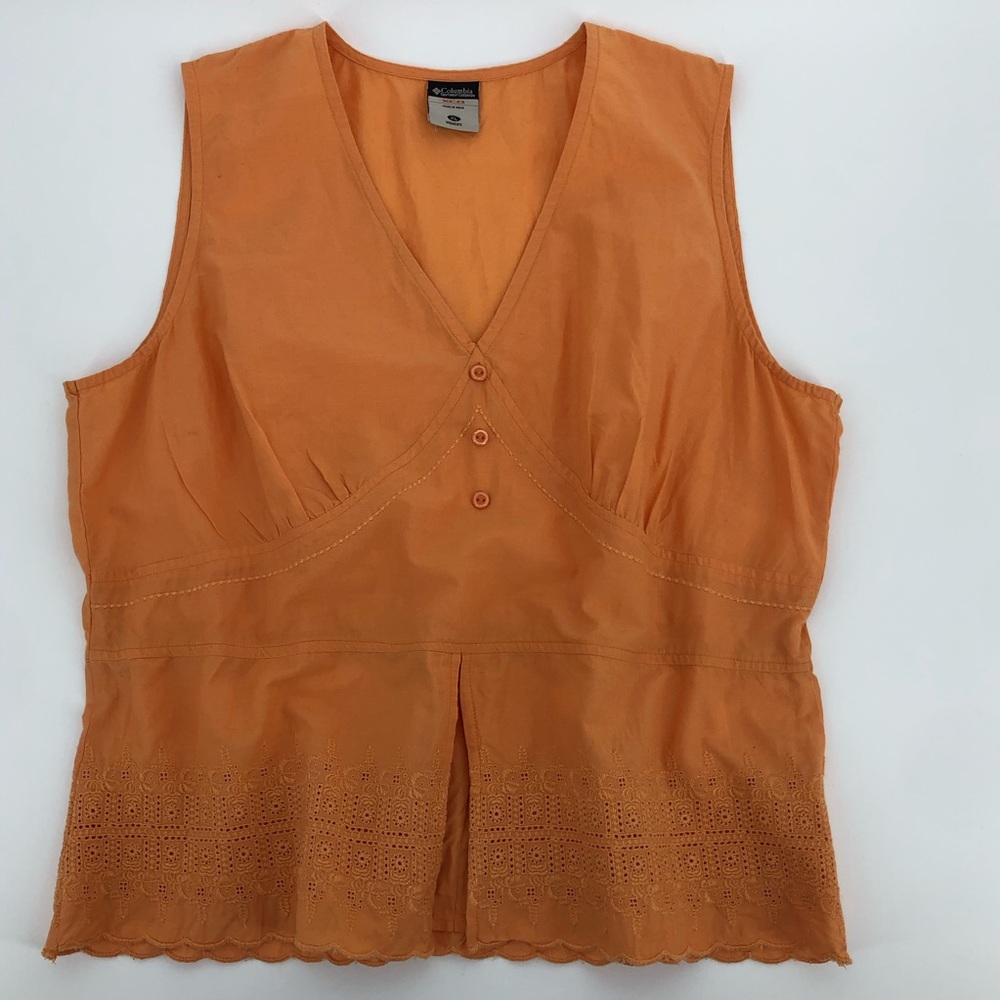 🎈 Columbia Peach V-neck Cotton Tank W/Drawstring